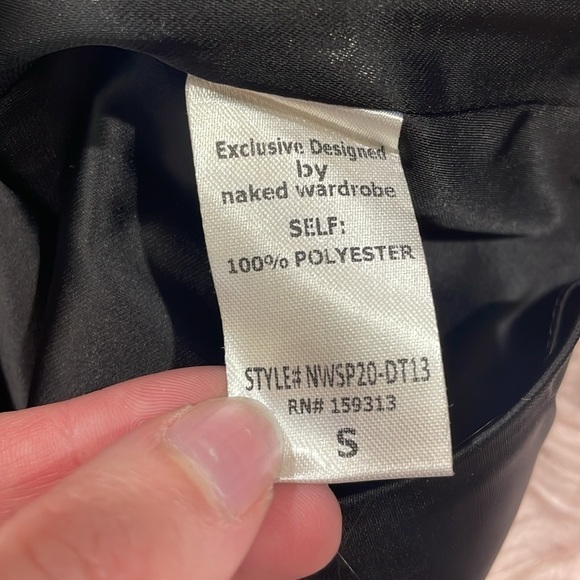 NWT Naked Wardrobe The Statement Black Satin Corset Ruched Strapless Mini Dress - Picture 10 of 10